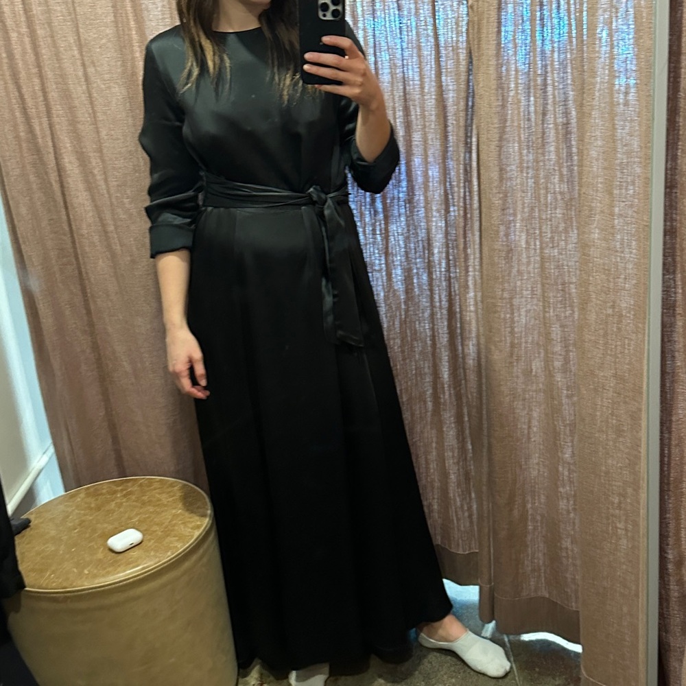 Pomandere Silky Viscose Black Tie Wrapped Gown